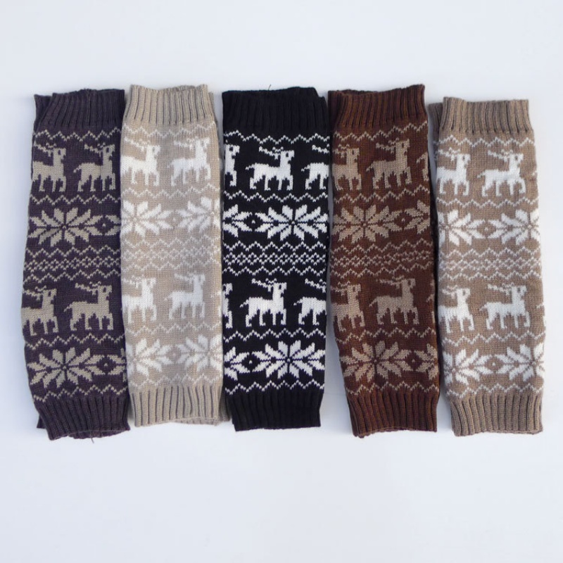 Winter Long Leg Warmers Womens Bohemian Thermal Wool Knitted Boot Toppers Socks